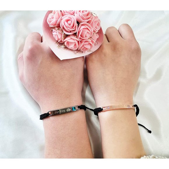 Long tiantian 4Pcs Couple Necklace Bracelet Set Matching Bracelets for C… - Picture 6 of 6